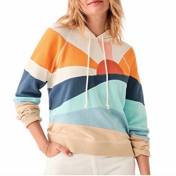 Faherty Soleil Sun Print Abstract Colorful Hoodie Size L - Picture 7 of 7